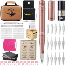 Permanent Eyebrow Makeup Tattoo Machine Kit with 700mAh Wireless Battery 15 p...