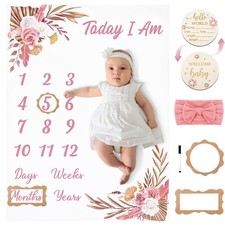 Floral Baby Milestone Blanket for Girls, Boho Baby Monthly Milestone Blanket ...
