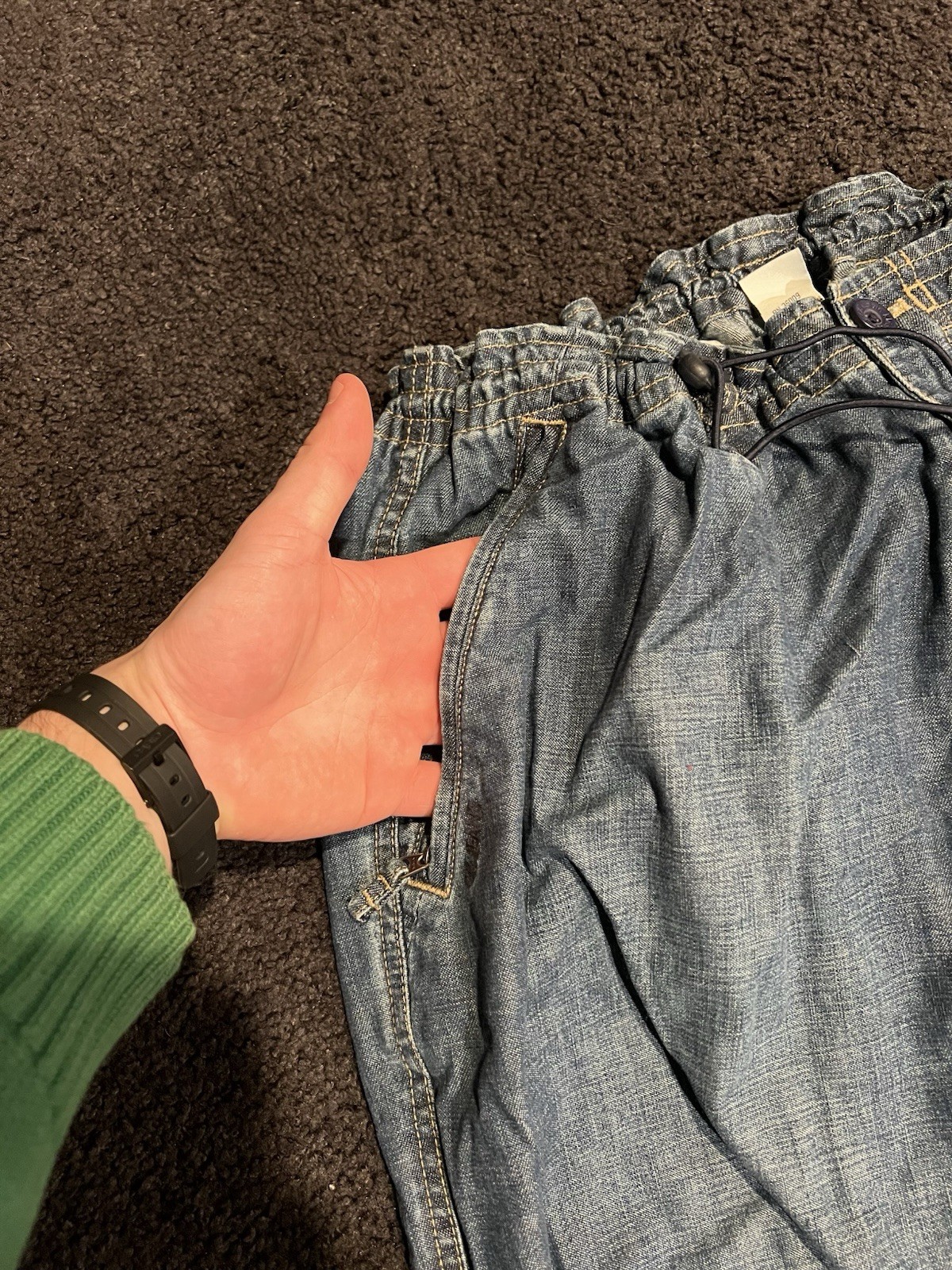 Vintage Calvin Klein Adjustable String Jeans Blue… - image 3