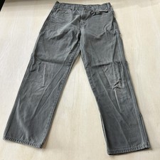 Dickies Carpenter Pants Mens 34x32 Green Canvas Workwear Utility Pockets