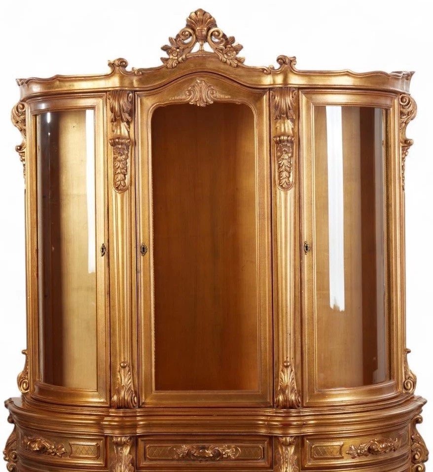 VITRINA CHINA ROCOCÓ REVIVAL MADERA DORADA Y VIDRIO Foto 2 de 4