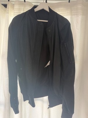 Rick Owens Black Leather Raglan Bomber Size IT54 (XL) Men's