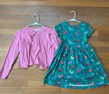 Mini Boden 9-10 Butterfly Dress And Cardigan Set, See Pictures Good Condition