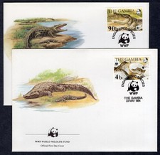 WWF ANIMALI DELLA RAUNA COCCODRILLO DEL NILO 1984 GAMBIA 2 FDC