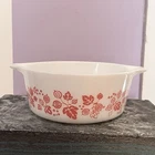 Vintage Pyrex 472 White & Pink Gooseberry Casserole Baking Dish 1.5 Qt No Lid