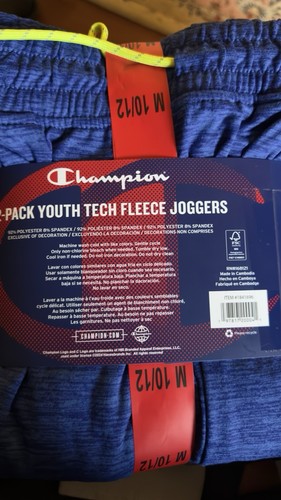 Champion Youth Tech Fleece Joggers (Youth 2-Pack) size M 10/12 Blue & black NWT - Picture 3 of 3