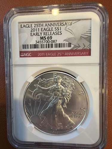 2011 Silver Eagle 25th Anniversary Early Releases NGC MS 69 1 oz Silver