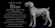 Personalized Weimaraner Pet Dog Memorial 12x6 Engraved Granite Grave Marker