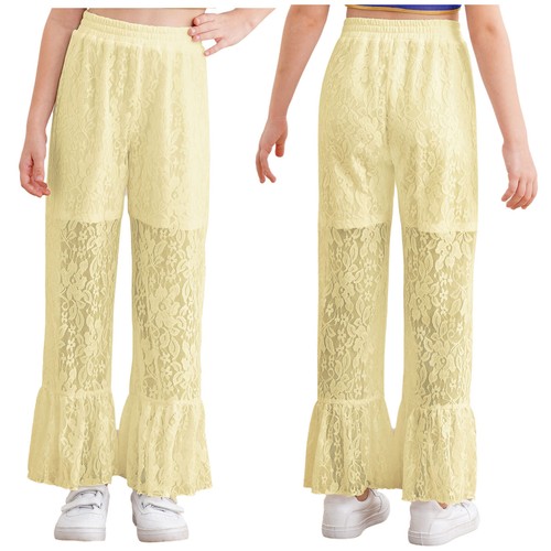Kids Girl's Sweatpants Yoga Trousers High Waist Pants Fashion Bell Bottom Long - Picture 40 of 63