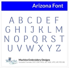 Threadart Machine Embroidery Design Arizona BX Font Alphabet Loaded on USB