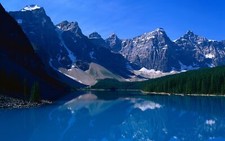 Landscape moraine lake nature mountains water reflection Custom Gaming Mat Desk