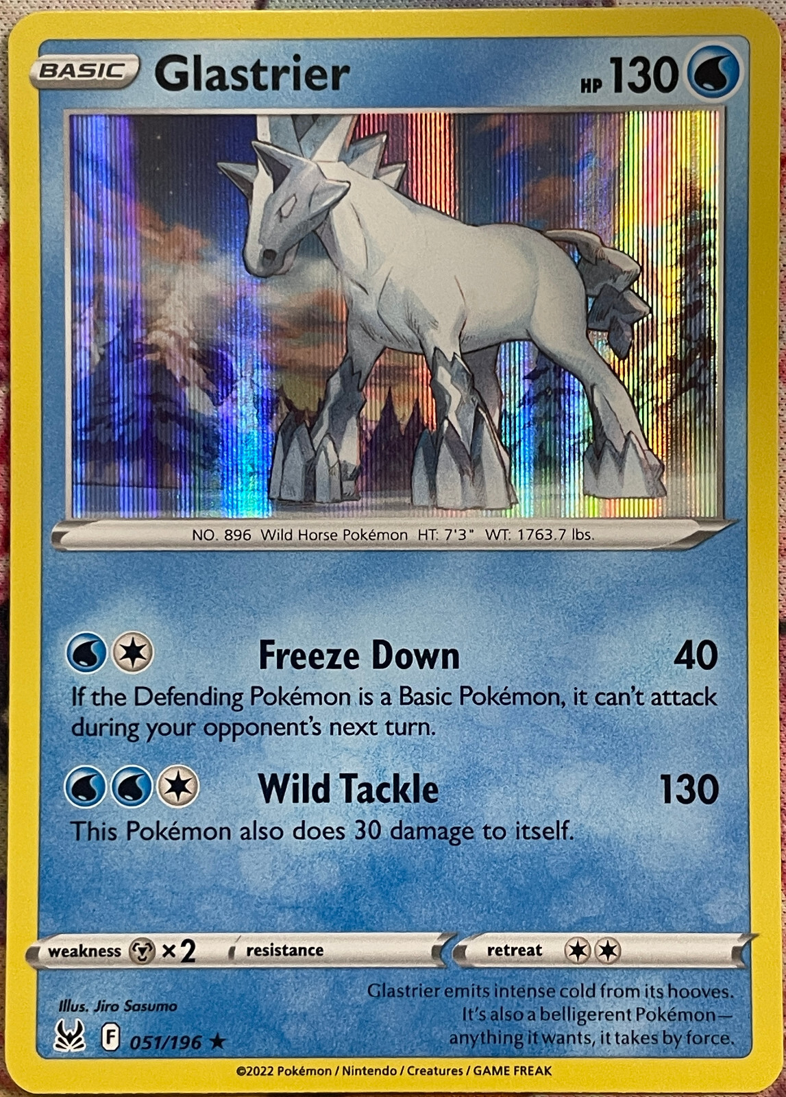 Glastrier Holo Rare - 051/196 - Lost Origin Pokemon 2022