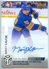 2023-24 UD EPACK GAME DATED MOMENTS AUTOS #20 MATT SAVOIE ROOKIE RAW (TL-7077)