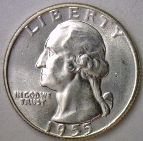 1955 BU Washington Quarter Uncirculated Twenty Five Cents Silver Coin