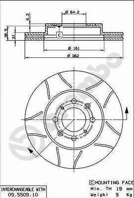 Bremsscheiben 2x geschlitzt beschichtet  BREMBO MAX LINE 09.5509.75