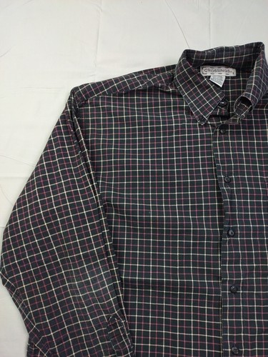 Crossings Shirt Mens Large Black Plaid Button Up Casual Dress Shirt  - Picture 2 of 11