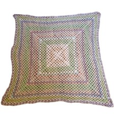 Crochet Baby Blanket Afghan Pastel 35"x35" Blue Purple Pink Green Yellow White