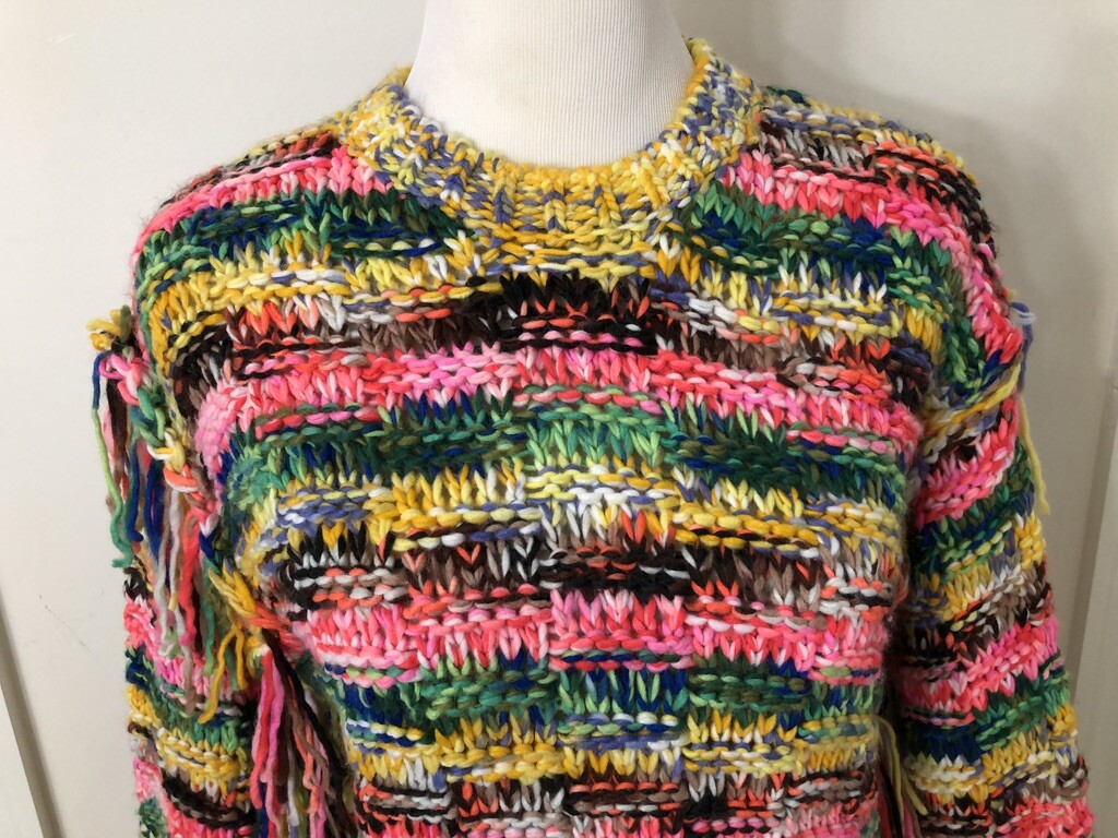 Kimchi Blue Festival Chunky Fringe Knit BOHO Sweater Multicolor Women Size XS image 10