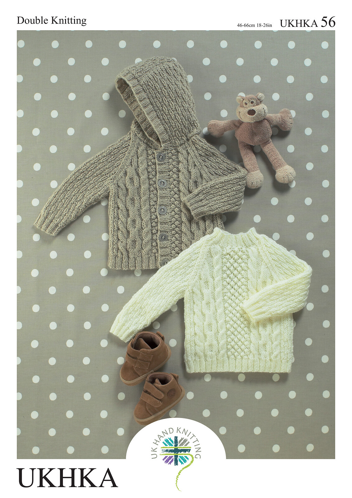 UKHKA 56 Baby Sweater & Jacket Knitting Pattern In DK 18-26"" (46-66 cm)