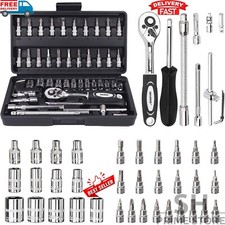 Mechanics Tool Set Kit Socket Ratchet Wrench Set Car Repair Tool Case 46-Pcs
