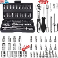 Mechanics Tool Set Kit Socket Ratchet Wrench Set Car Repair Tool Case (46-Pcs)