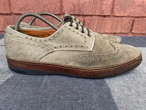 SANTONI Brown Suede Rubber Sole Lace Up 