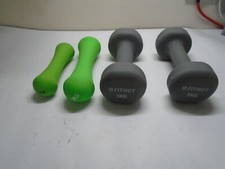 2 FITHUT 3KG DUMBELLS  WITH 1 2KG AND 1 1KG DUMBELL ~ COLOUR~GREY/LIME