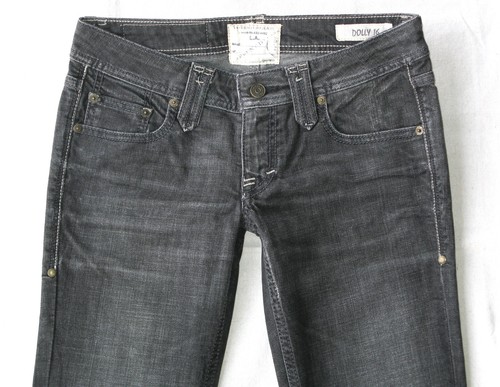 Pantalones de mezclilla ajustados Taverniti Dolly 16 para mujer talla 28 negros grises desgastados elásticos L33 - Imagen 5 de 10