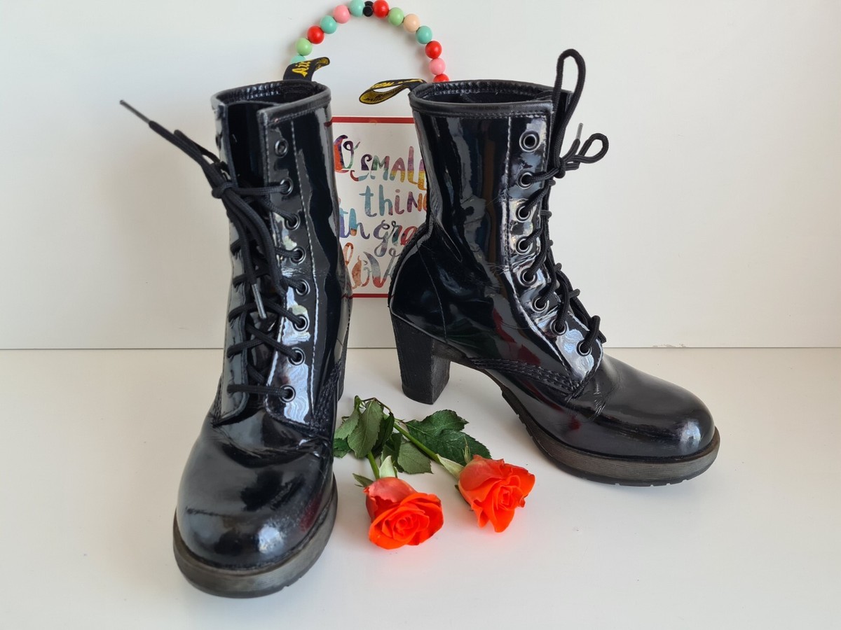 Dr Martens Darcie black patent High Heels court boots UK5 EU38 US7