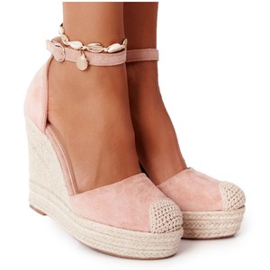 light pink wedge heels