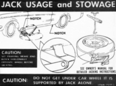 MERCURY 1969 Cougar Car Jack Stowage & Jacking Instruction ...
