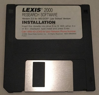 Lexis 2000 Research Software 2.5 MS-DOS Floppy Disk Law School Verison Install