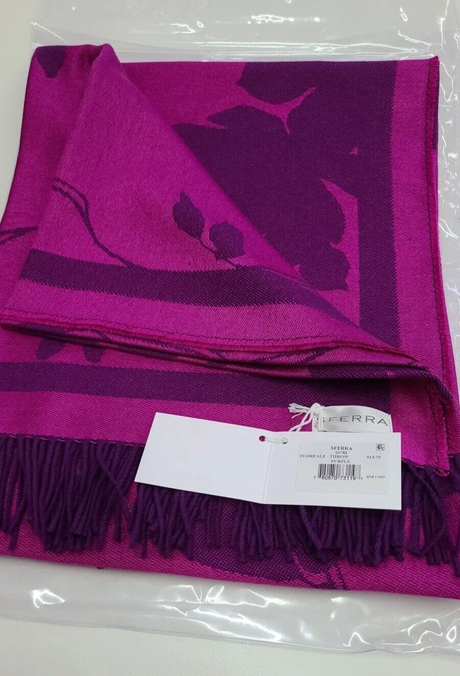 Mezcla de seda de lana púrpura Sferra Floreale Throw Foto 2 de 4