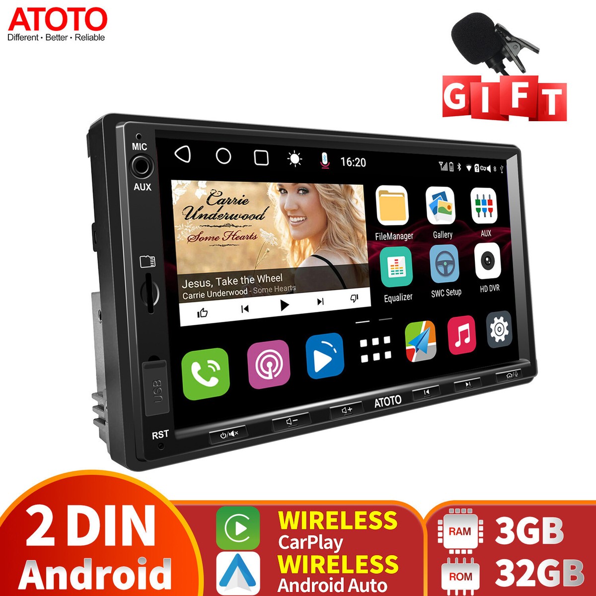 ATOTO S8 Standard 2DIN Android Car Stereo-3+32G Wireless Android Auto &  CarPlay