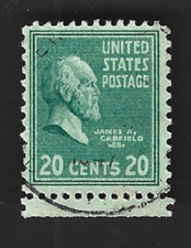Sc# 825 20c JAMES GARFIELD with a bottom margin & light no face CDS cancel (B-1)