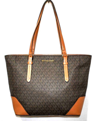 Michael Kors Aria Large Signature Tote Color Brown/Acorn W/Tags - $298
