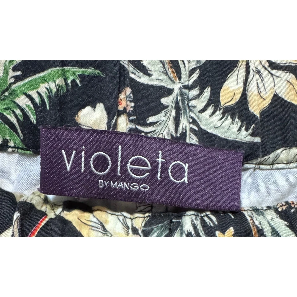 Joggers Violeta by Mango Tropical Noir Talla Mediana Oscuros Academia Luxe Botánicos Foto 2 de 4