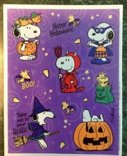 VTG 80s Hallmark PEANUTS Halloween Costume Sticker Sheet SNOOPY WOODSTOCK Rare