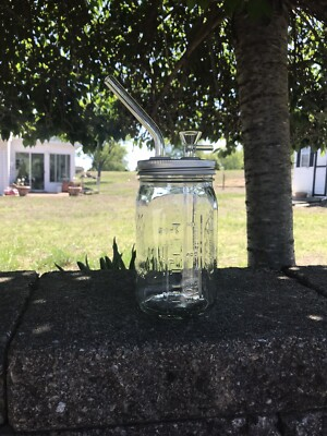 #ad #ad Mason Jar Water Pipe Bong 32oz Thick Glass Bowl 14mm Mouthpiece Bubbler EZ Clean $41.99