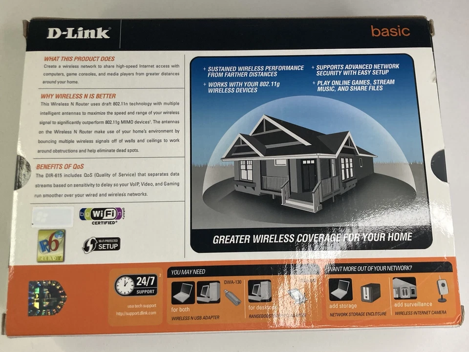 Brand New D-Link DIR-615 10/100 Wireless N Router N300 300Mbps - Image 4 of 4