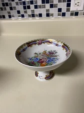 Beautiful Vintage Depos Pedestal Compote Bowl HandPainted Oro 24k Amazing! HTF
