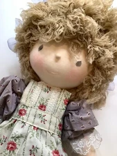 Rag Doll, Cloth Doll, Doll, Soft, Gift, Decoration Purple Dress, Apron Flowers