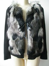 Madison Hill Black & Multi-color Faux Fur Long Sleeve Jacket Size M