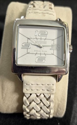 Ecclissi White Braided Leather Watch with Square Silver Case Ecclissi Silver Leather Watch - Etsy main image 3