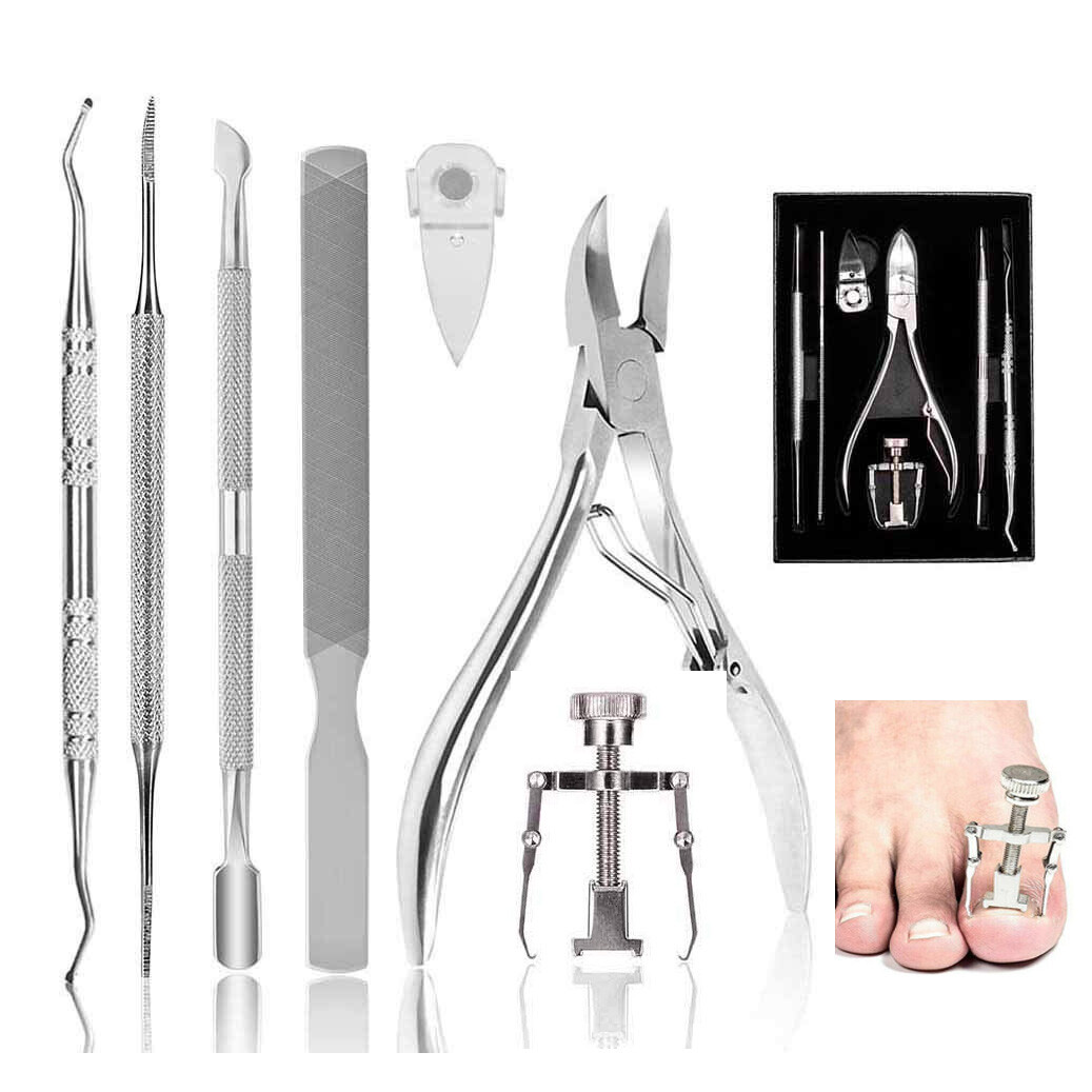 Kit D'outils Pour Ongles Incarnés - Acier Inoxydable, Manche Anti-dérapant - Comprend Coupe-ongles, Ciseaux, Lime, Etc.