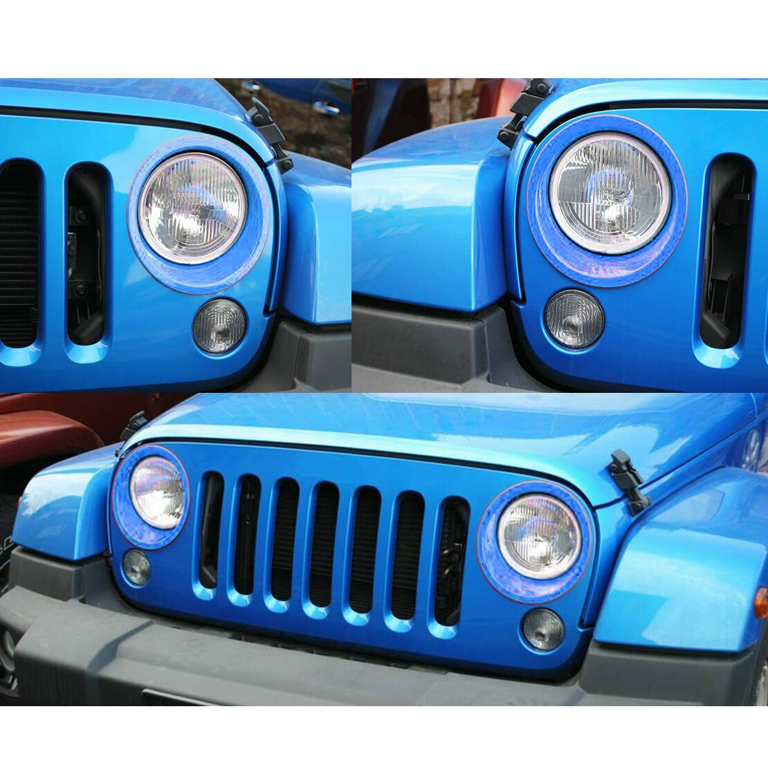 Blue Headlight Bezels Cover Trim Fit For Jeep Wrangler JK JKU 20072018
