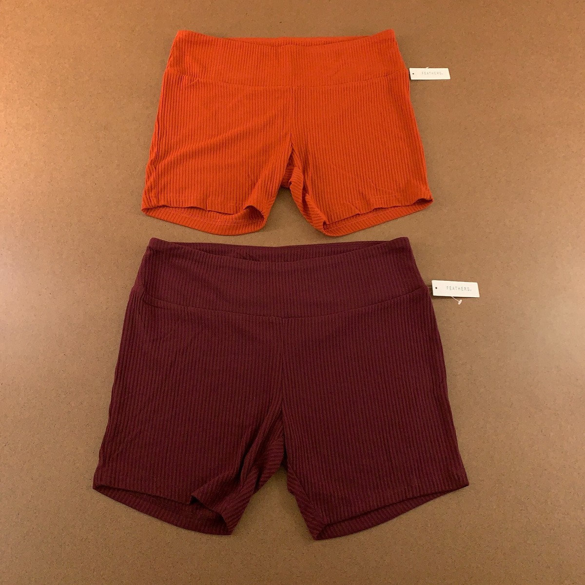 Feathers Womens 1X Rust Burgundy Rib Knit High Rise 5