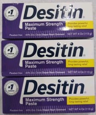 Desitin Maximum Strength Zinc Ox wide Diaper Rash Paste 3 PACK 4oz EA Exp: 05/27