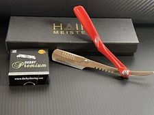 beard line up Barber Hair Shaving Razor Straight Edge Folding Knife+100 Blades R