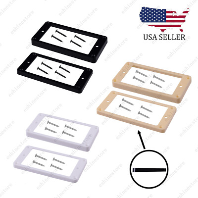 2 Pcs Plastic Flat Bottom Humbucker Pickup Rings Guitar Bridge Neck Frame For LP